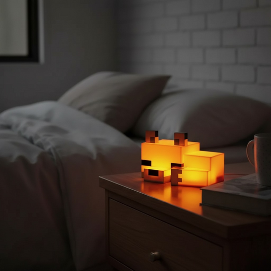 Pixel Fox Night Light – Type-C Rechargeable LED Bedside Ambient Lamp