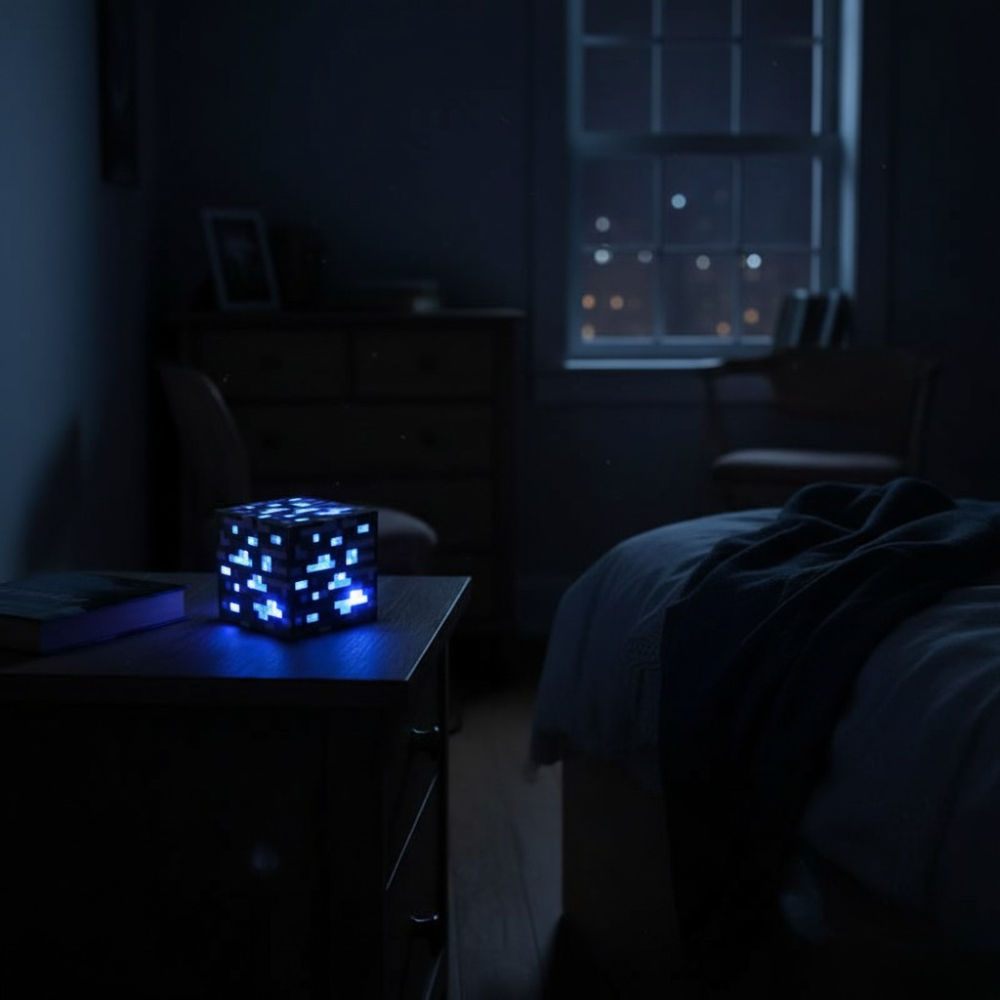 Sound-Activated Pixel Block Night Light – Rechargeable RGB Gaming Lamp