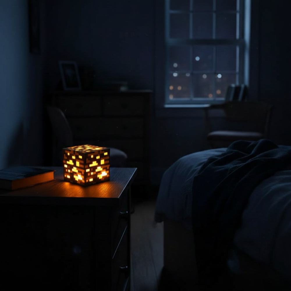 Sound-Activated Pixel Block Night Light – Rechargeable RGB Gaming Lamp