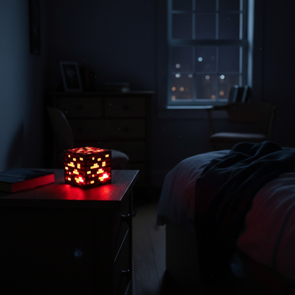 Sound-Activated Pixel Block Night Light – Rechargeable RGB Gaming Lamp