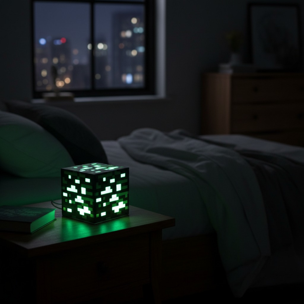 Sound-Activated Pixel Block Night Light – Rechargeable RGB Gaming Lamp