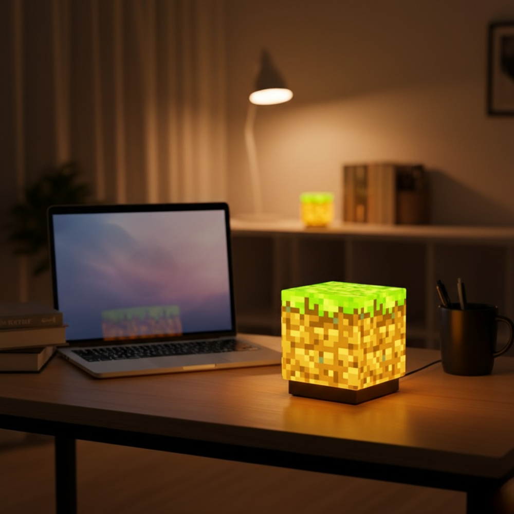 Pixel Block LED Night Light – Rechargeable Magnetic RGB Gaming Lamp