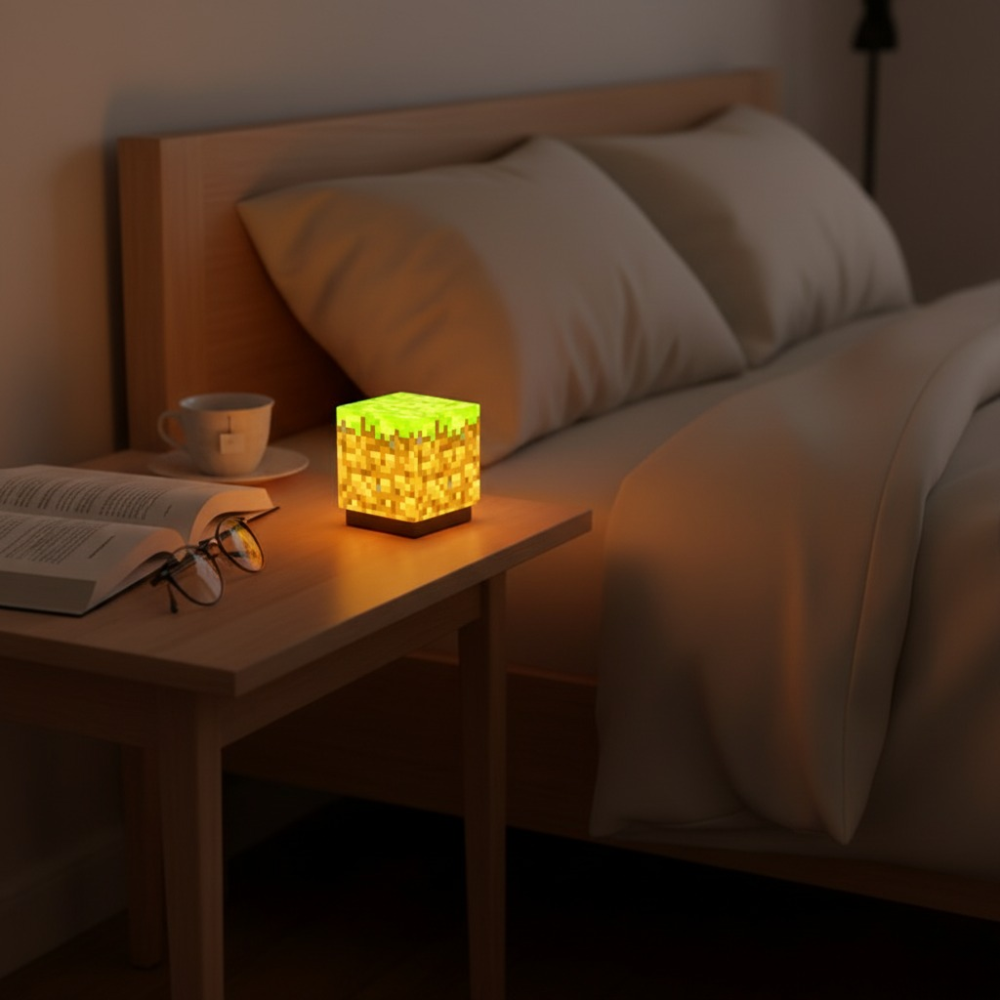 Pixel Block LED Night Light – Rechargeable Magnetic RGB Gaming Lamp