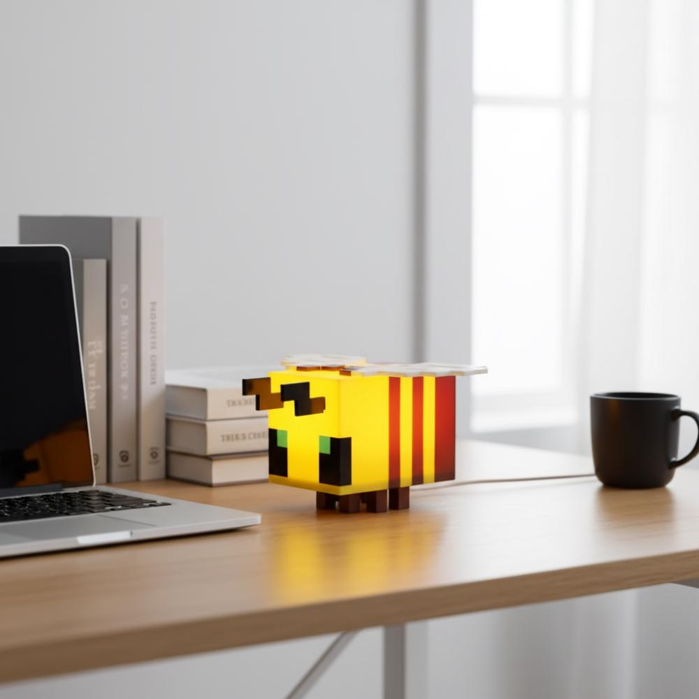 Pixel Bee Night Light – Cute Pixel-Style USB LED Bedside Lamp