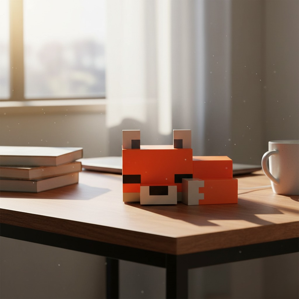 Pixel Fox Night Light – Type-C Rechargeable LED Bedside Ambient Lamp