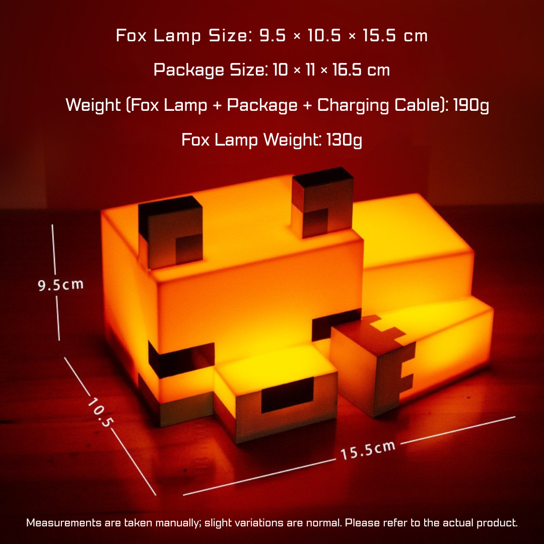 Pixel Fox Night Light – Type-C Rechargeable LED Bedside Ambient Lamp